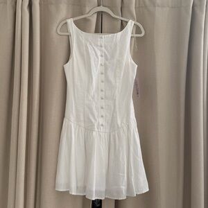 wild fable White Sleeveless Mini Dress with Front Buttons
